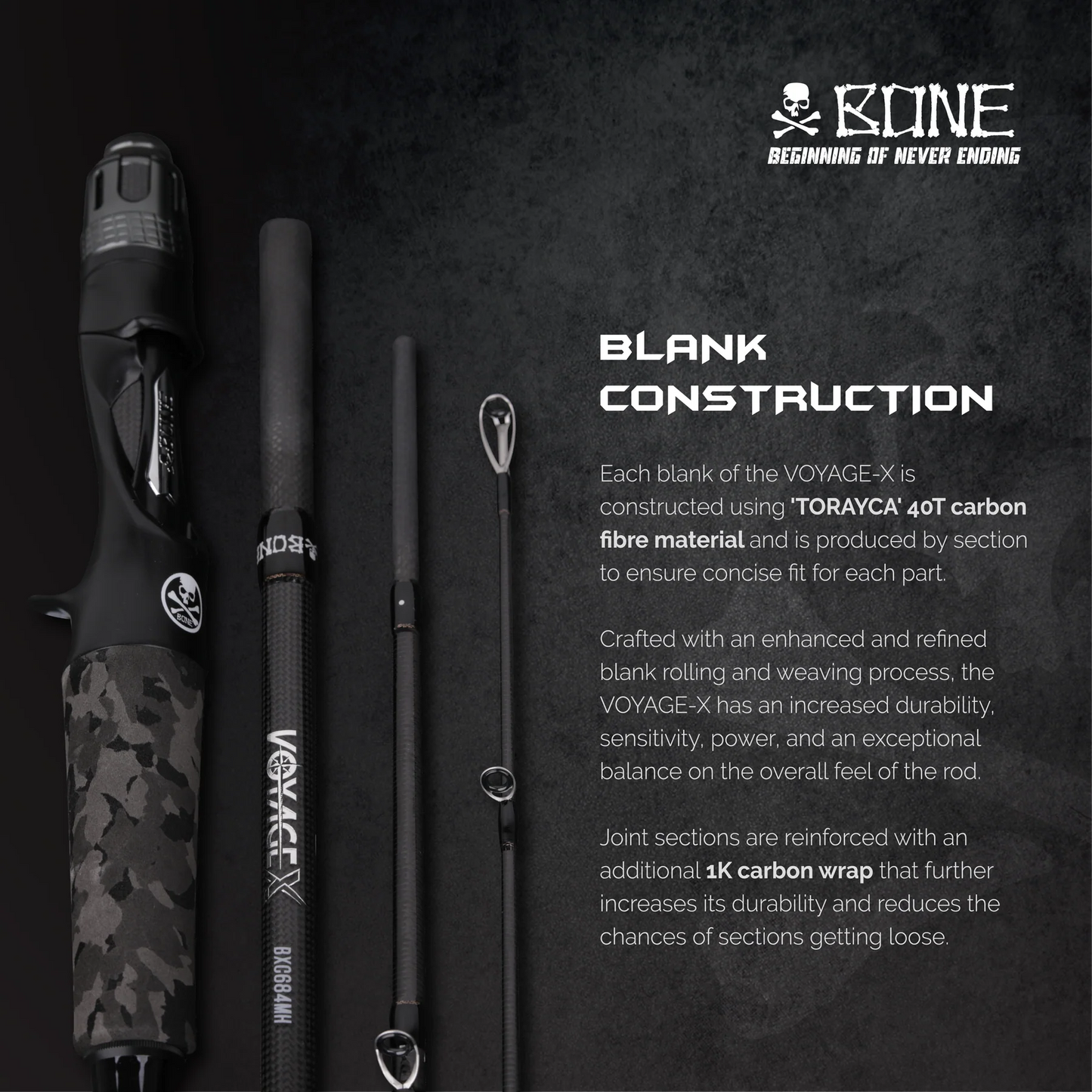 BONE TRAVEL ROD - VOYAGE-X - FOUR PIECE TRAVEL ROD