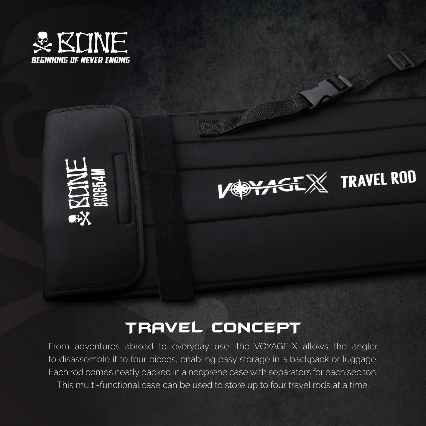 BONE TRAVEL ROD - VOYAGE-X - FOUR PIECE TRAVEL ROD