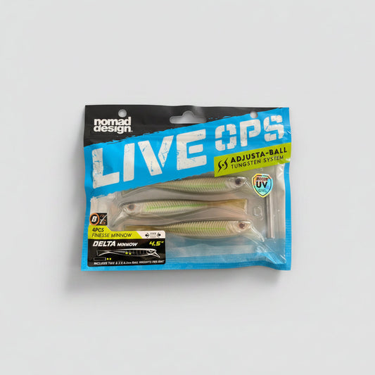 Nomad Design DELTA MINNOW 4.5" Jerkbait - Live Ops